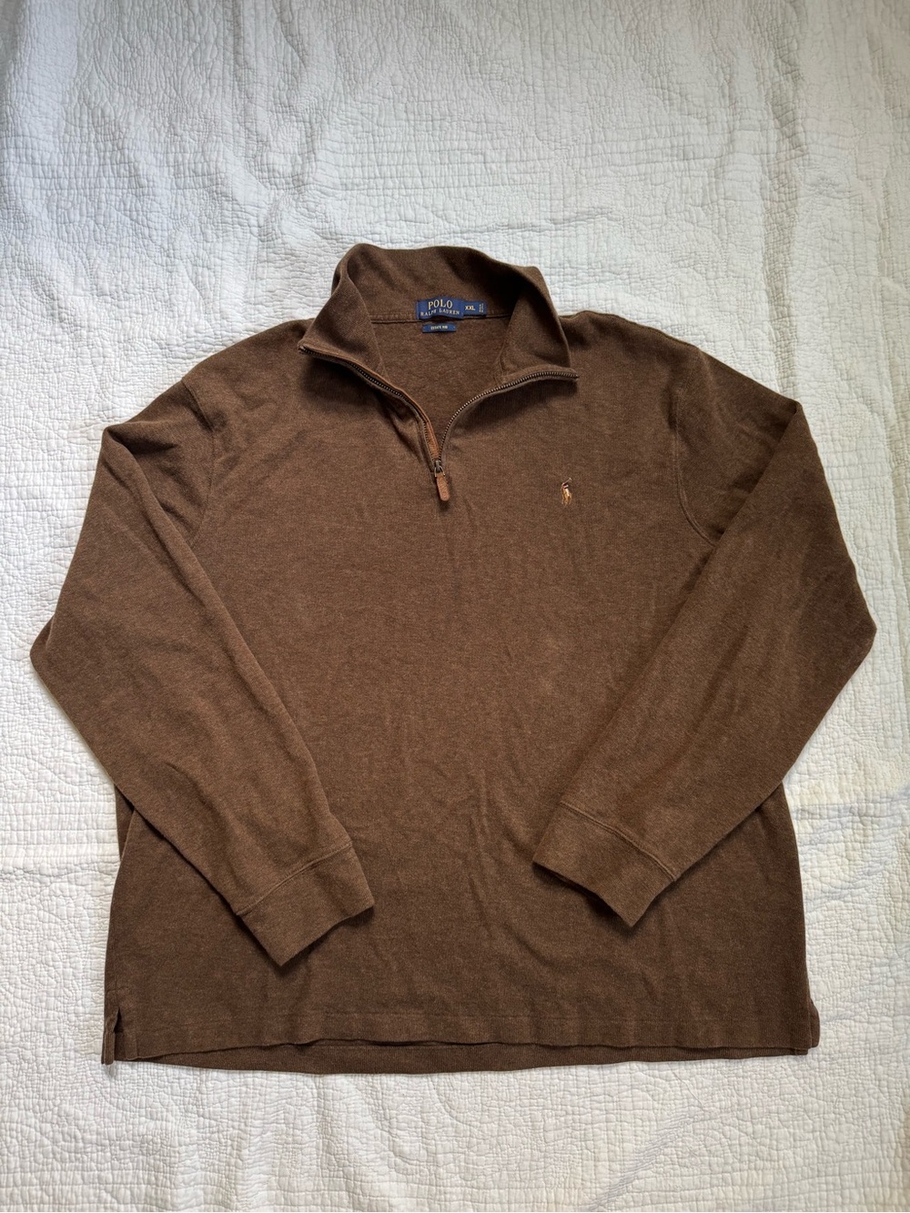 Polo by Ralph Lauren Brown Quarter-Zip Men's Sweater, 2XL
